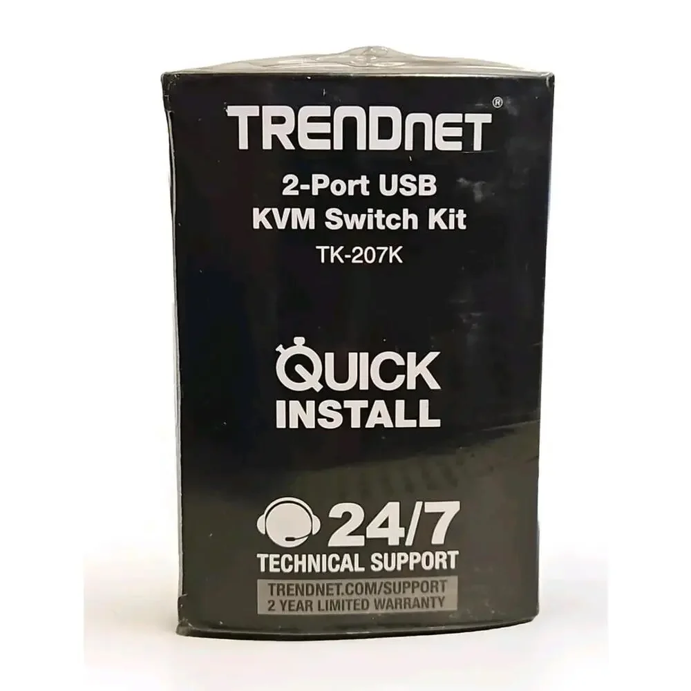 TRENDnet TK-207K 2-Port USB KVM Switch Kit White *NEW* **FREE SHIPPING**